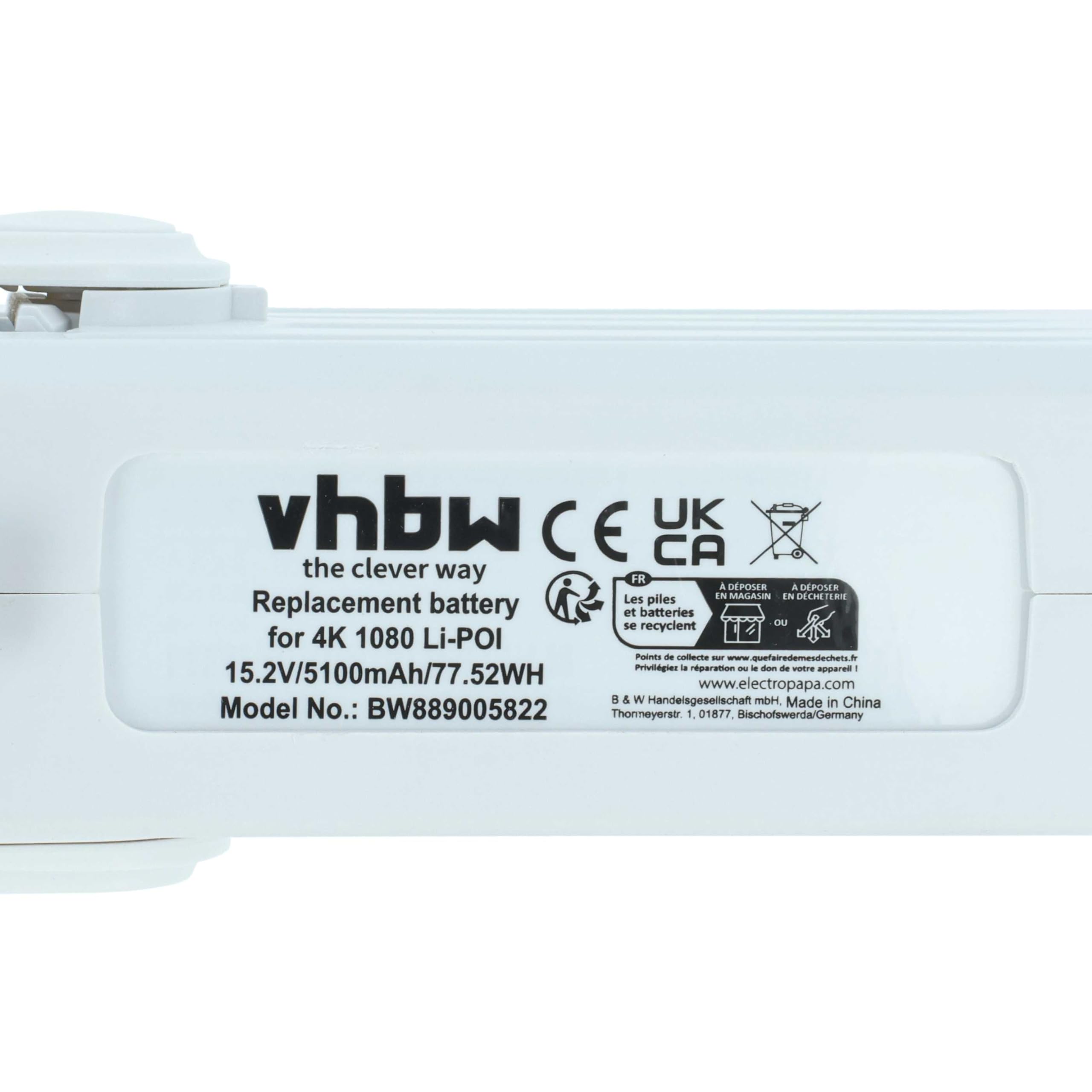vhbw Akumulator kompatybilny z Xiaomi 4K wersja 1080 dron multicopter Quadrocopter (5100 mAh, 15,2 V, litowo-polimerowy)