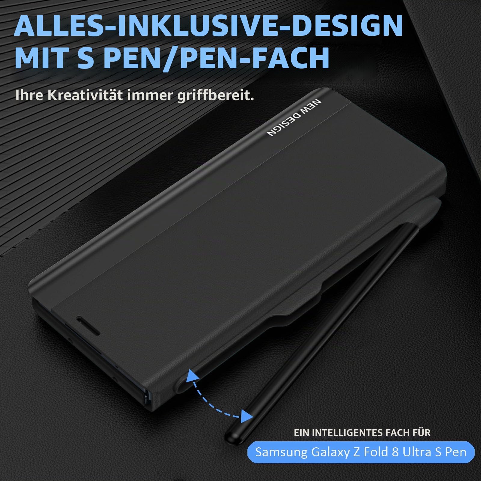 Handyhülle für Samsung Galaxy Z Fold 8 Ultra Hülle mit Stift Case (Schwarz)