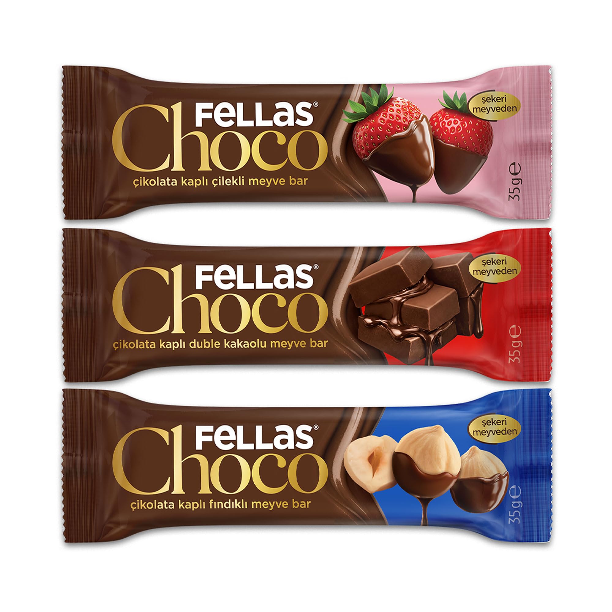Fellas Çikolata Kaplı Meyve Bar, Karma Kutu (3 x 4 Adet)