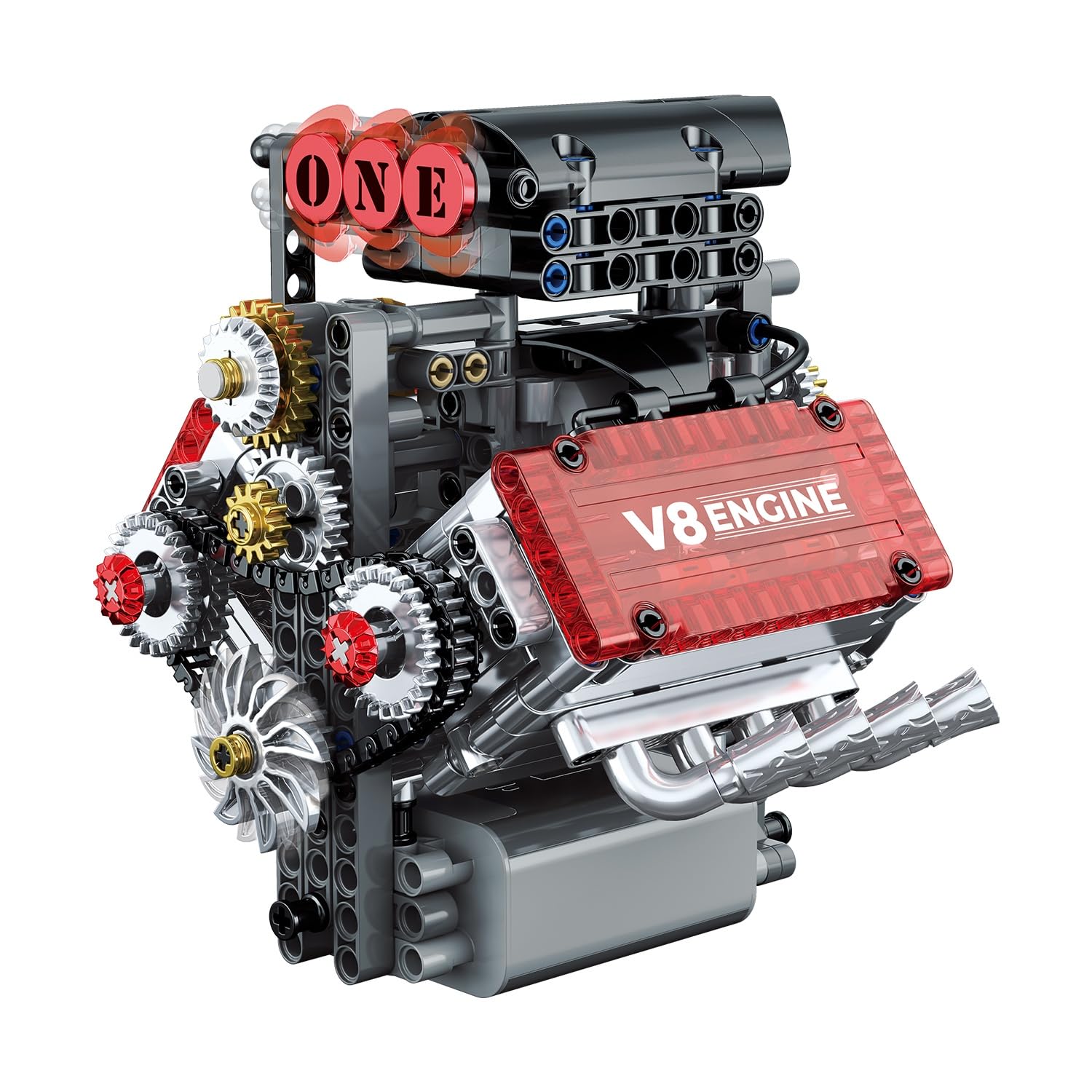 V8 Engine Building Set,V8 Engine Model kit that Run,Build Your Own STEM Mini V8 Model Engine Kit with Battery and Motor,8-Cylinder Car Engine Building Engineering Toys for Kids Adults(478PCS)