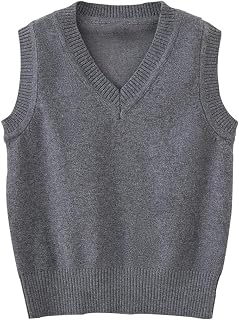 Girls & Boys Uniform Cotton V-Neck Sweater Vest, Knit Sweater Cardigan with Button