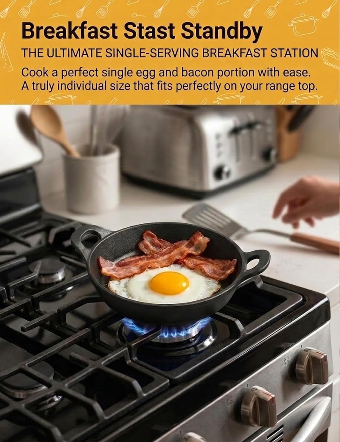 Mini Cast Iron Skillets Set of 6, 4.8 x 4.8 x 1.3 Inch Small Cast Iron Pan with Handle, Mini Ramekins Round Black Casserole Dish Cookware Small Skillets for Serving Food Frying Baking Cooking Roasting