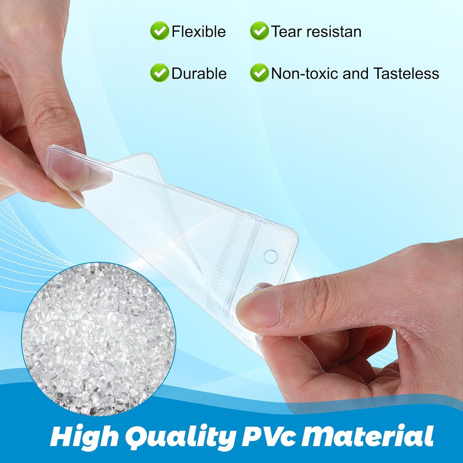 300 Pieces Clear Plastic Horizontal Name Badge ID Card Holders Horizontal Name Badge ID Card Holders with Waterproof Resealable Zip Transparent PVC Sleeve Cover for Office School - Image 5