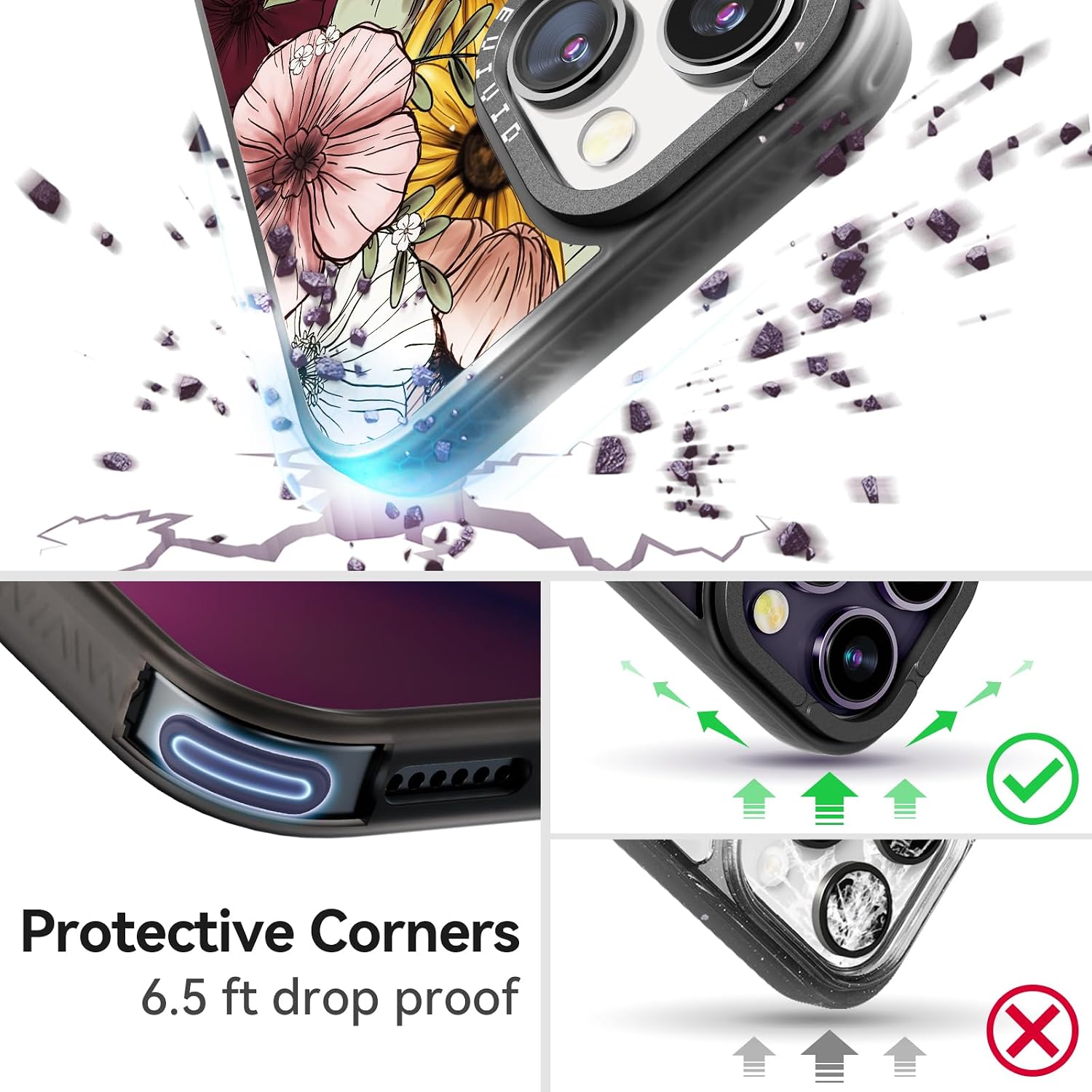 Magnetic for iPhone 13 Magsafe Case Cute Aesthetic - Durable Fashion Funny Phone Case - Girly Sunflower Pattern Print Cover Design for Woman Girl 6.1 inches Black