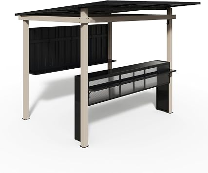 Sojag Barilo 8.5 x 8.5 Modern Patio Entertainment Bar Gazebo with ACP Counters and Tool Hooks, Wood Finish