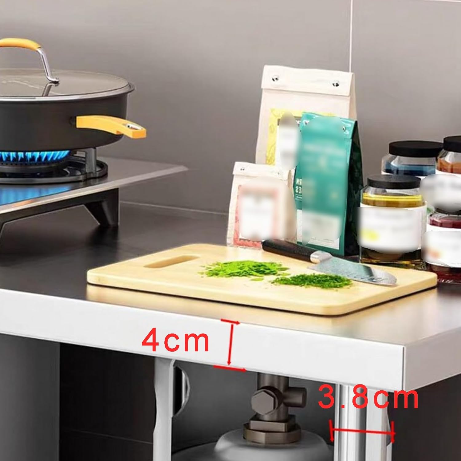 2-Layer Stainless Steel Table Kitchen Countertop Commercial/Domestic Use Thickened Countertop Reinforced Crossbeam Adjustable Legs