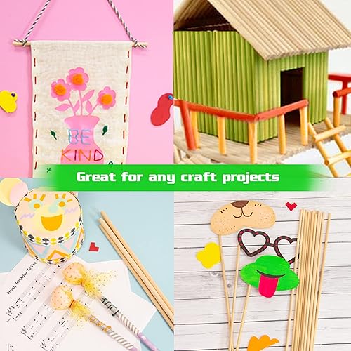 Miniatura 4 de BAZIC - Varillas de madera de 316 x 12 pulgadas, barra de madera dura de colores redondos, madera sin terminar para manualidades, paletas, soporte