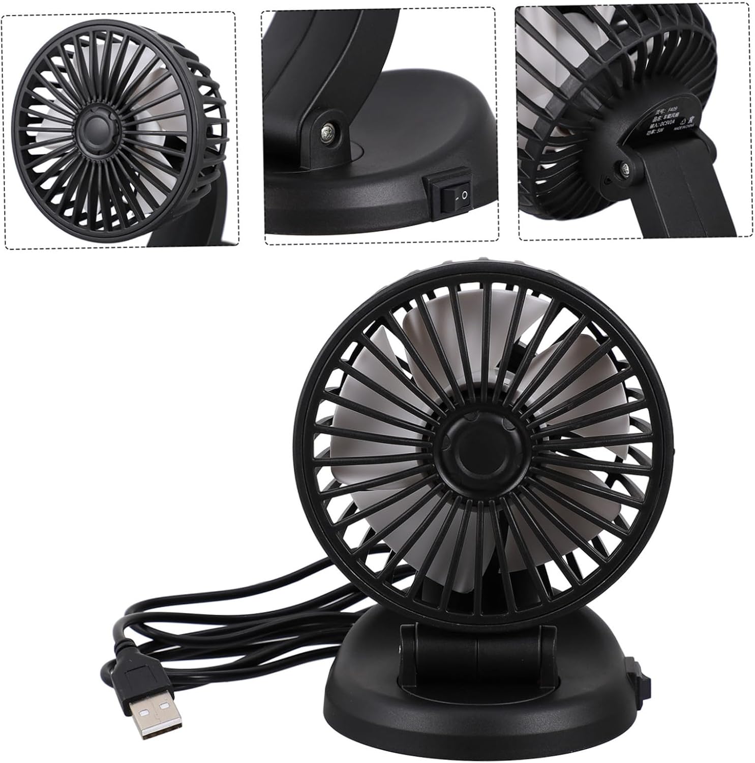 ARTIBETTER 3pcs Vehicle Mounted Usb Fan Compact Electric Cooling Fan for Car and Desktop Use Easy Installation Gentle Airflow