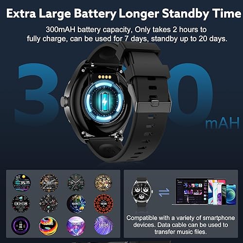 Miniatura 5 de wansitonda Reloj inteligente con auriculares, altavoz Bluetooth, toma de llamadas recibidas, reloj inteligente para hombres y mujeres con oxígeno en