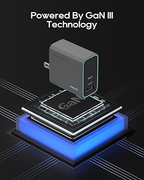 CUKTECH 65W USB C Charger, 3-Port Compact and Foldable Fast Charger Block, GaN Wall Charger Adapter for iPhone 16/15/14/13, MacBook Pro/Air, Galaxy S24/23/22, iPad, Pixel, iWatch, etc (Grey)