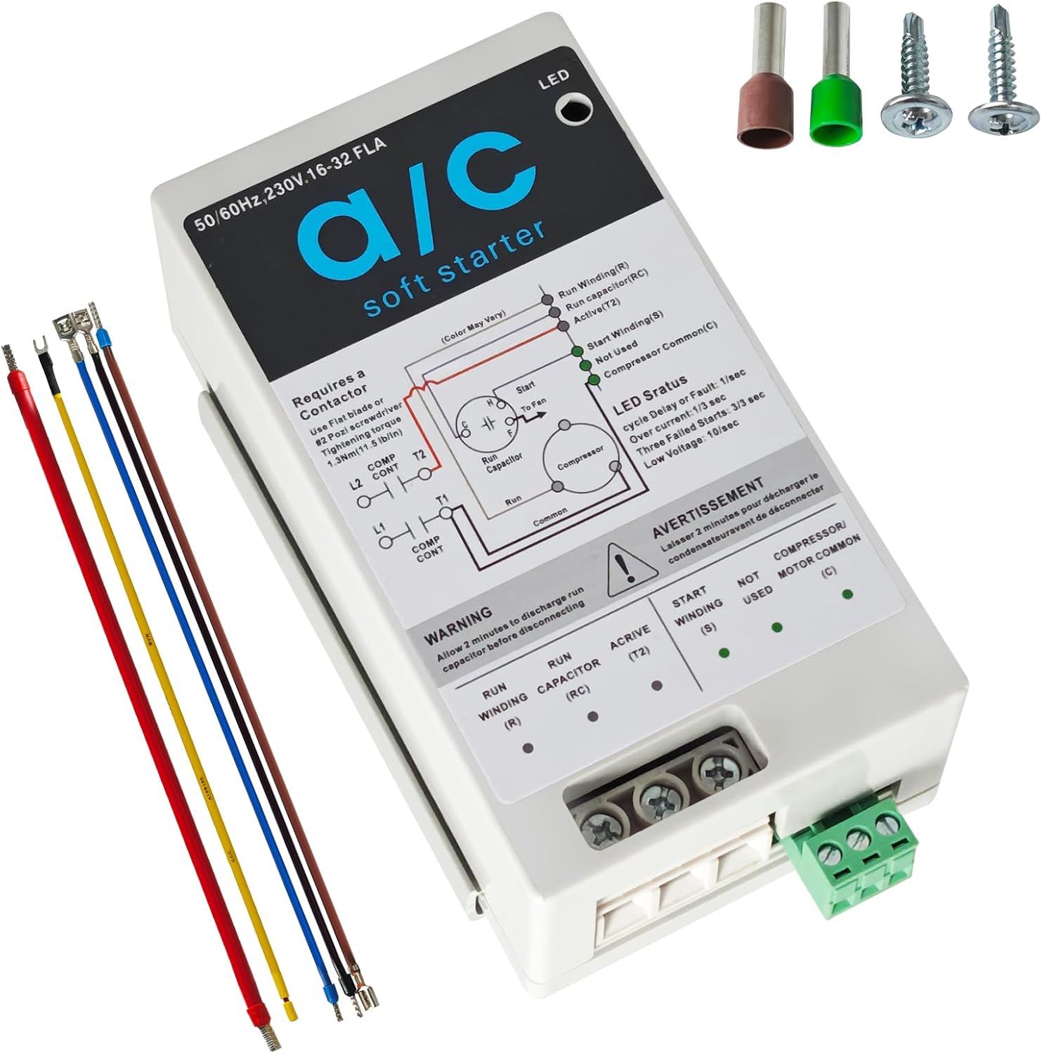 16-32A Air Conditioner Soft Start Module for 4-7 Ton AC Units, Reverse Motor Protection, 70% Less Startup Current, Quiet Start, for Home/RV/Generator & Easy DIY Install
