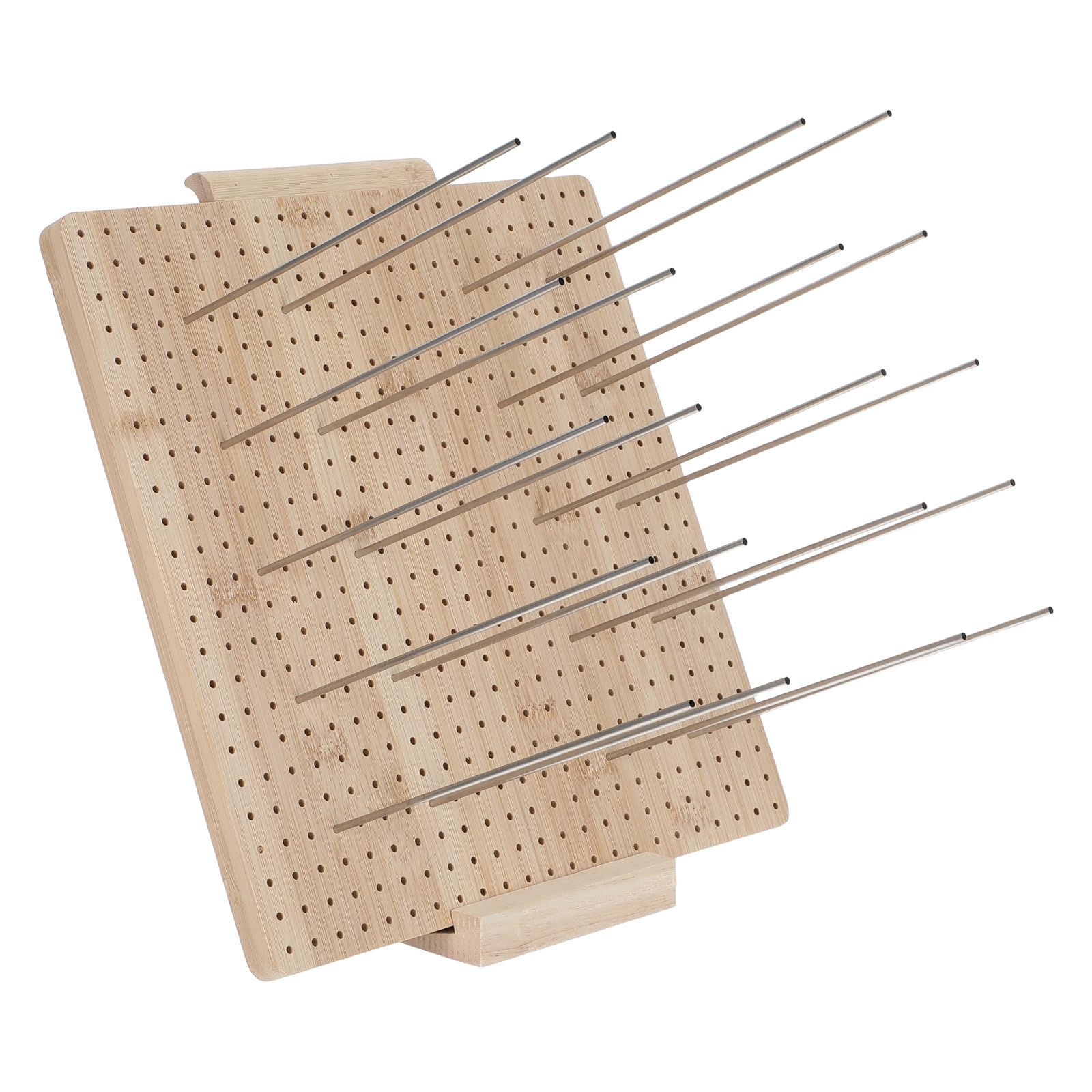Luxshiny Tavola di Blocco per Uncinetto con 20 Spilli in Acciaio Inossidabile in Legno Marrone Leggera e Stabile, per Lavori a Maglia e Uncinetto Artigianali