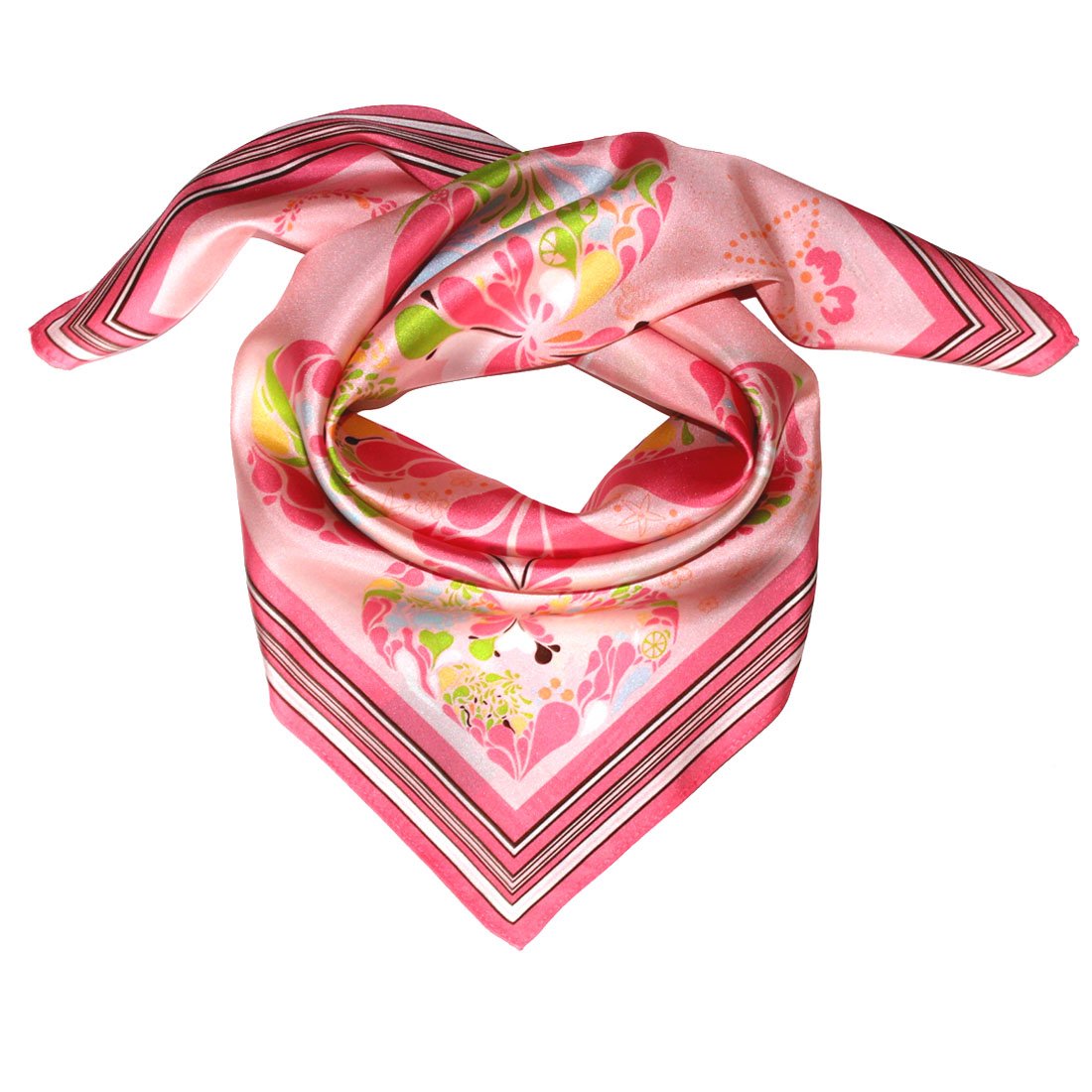 LORENZO CANA Foulard pour la femme – écharpe de 100% soie pour le printemps et l´été, carré avec les mesures de 70 x 70 cm – une sensation de luxe en rose saumon vert jaune blanc orange