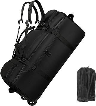 Rolling Duffle Bag with Wheels, 90L 32-inch Large Foldable Travel Duffel Bags Durable, Tear-resistant Heavy-duty Luggage Bag Black