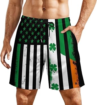Mens Quick Dry Beach Shorts Swim Trunks with Pockets and Mesh Lining