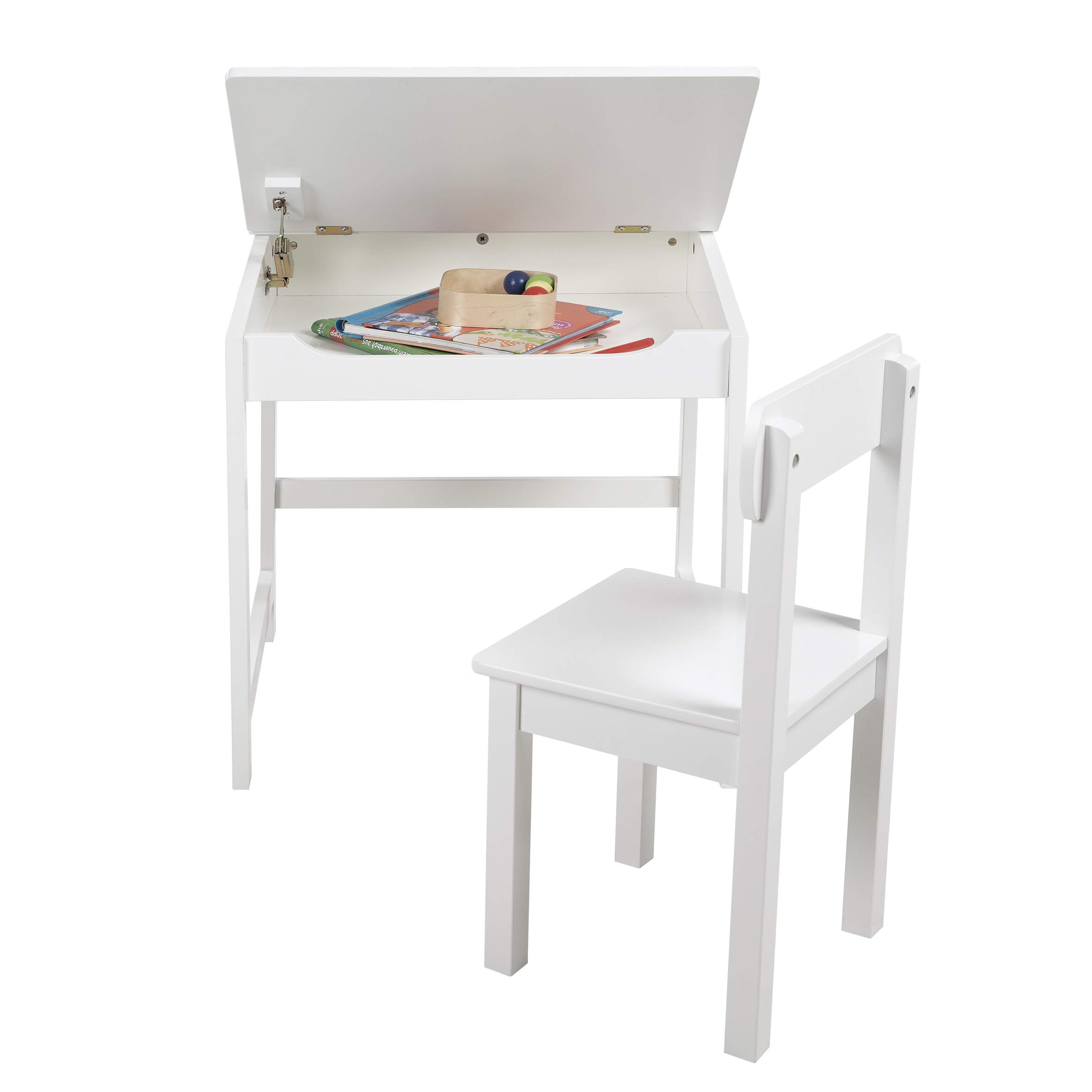 roba Bureau Bébé et Enfant avec Chaise et Espace de Rangement - Pupitre d'École - Blanc