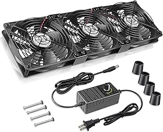 WDERAIR 3 x 120mm Big Airflow Computer Fan with AC Speed Controller 110V 120V 220V 240V for Server Rack、CPU Cabinet、Small Box、Refrigerator、Basement Window Exhaust、DIY Cooling Project
