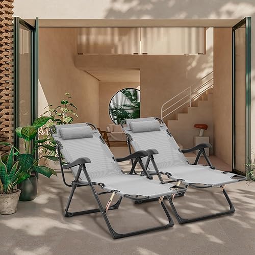 Miniatura 2 de Athena Collection Zero Gravity - Juego de 2 sillas reclinables para exteriores, sillas reclinables de 27 pulgadas de ancho para piscina, sala de