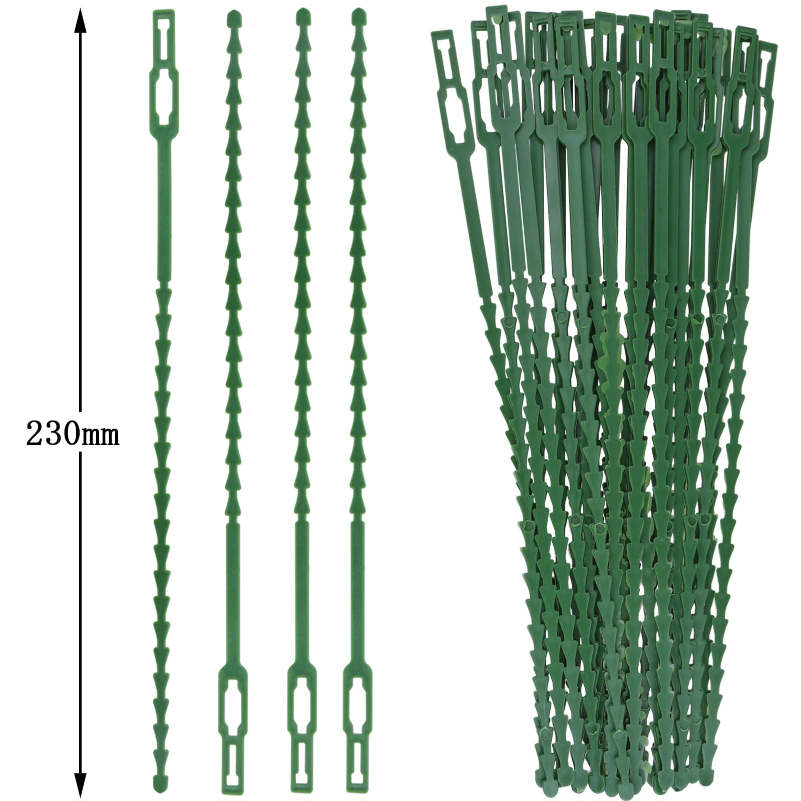 Treki 150pcs 230mm Attaches de Plantes Réglables de Jardinage Attaches Réglables Serre Câbles Lien de Serrage en Plastique Réutilisable pour Vertes Arbustes Jardinage Bricolage Maison Bureau