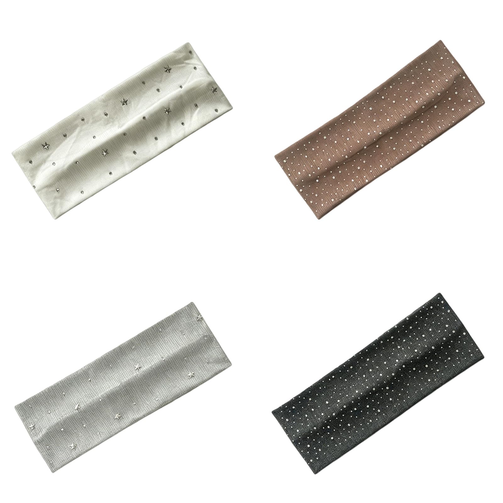 CYUCHENC wide headband 4 Pack Hot Rhinestone Starry Sports Solid Color Pit Strip Elastic Head Scarf Wide-brimmed Yoga Hairband Headband-2-four