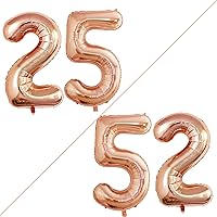 Vista 19 de GOER Globos con el número 80 para decoraciones de fiesta de cumpleaños número 80, globos de helio de aluminio jumbo de 42 pulgadas para 80 Oro rosa
