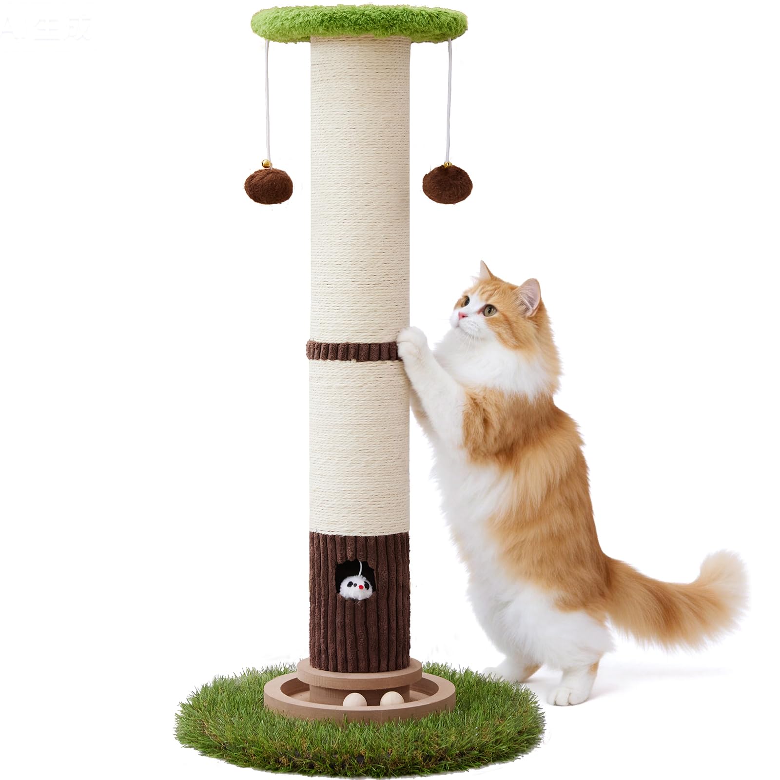 Photo 1 of ***MISSING PIECES*** Woochpet 34inches Tall Cat Scratching Post with Cat Ball Track Toy Heavy Duty and Thicker Large Diameter Natural Sisal Cat Scratcher Post for Indoor Cats Protect Your Furniture