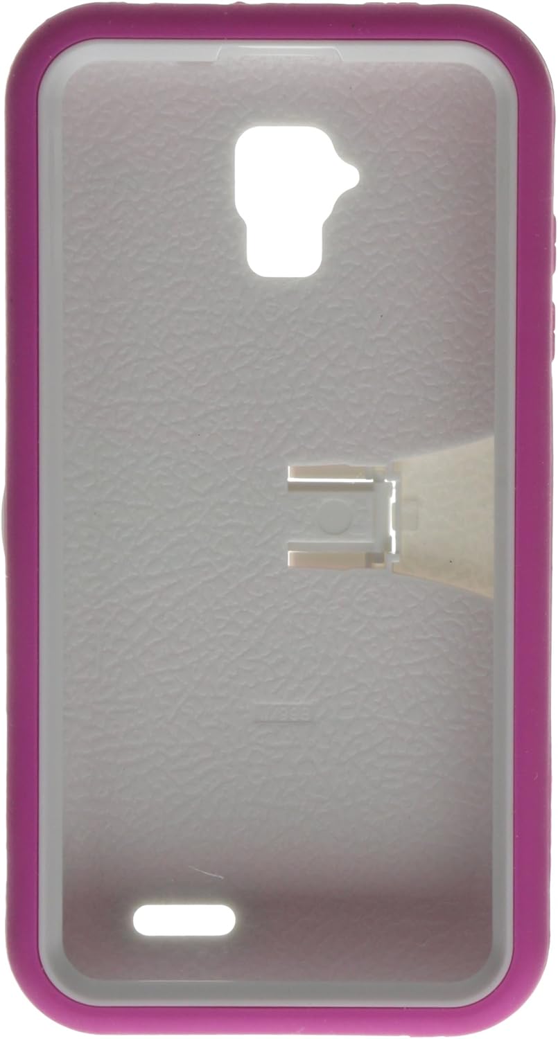 Aimo Wireless Rugged Wave Armor Case with Built-in Kickstand for ZTE/Z998 AT&T - Carrying Case - Retail Packaging - Hot Pink/White
