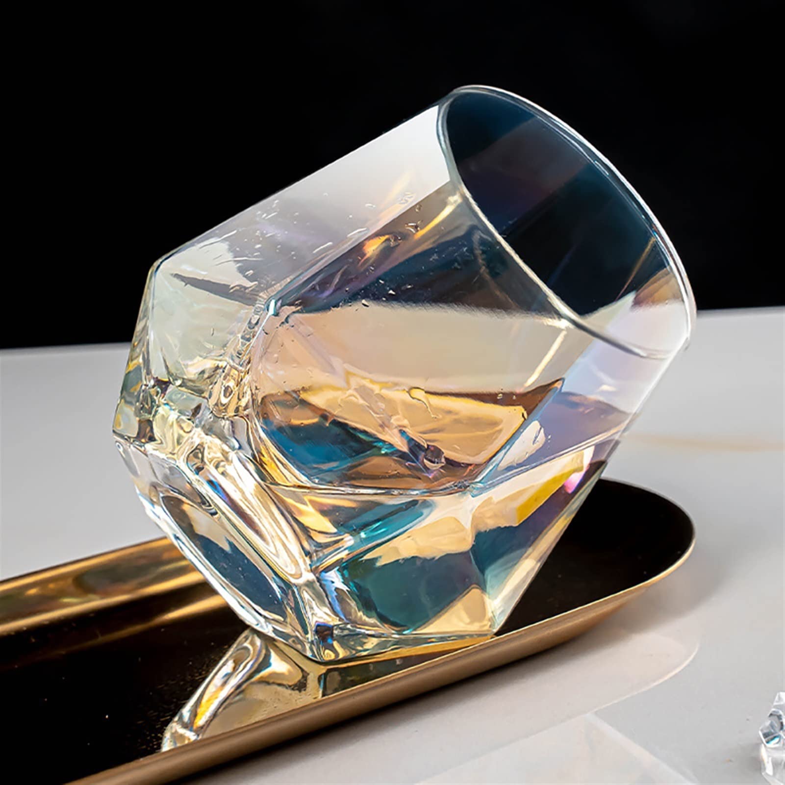 Bicchieri Acqua Vetro Forma di diamante Bere occhiali da bicchieri colorati tazze di vetro cocktail champagne vino whisky occhiali da cucina in vetro (300 ml) Bicchieri Acqua ( Color : D )