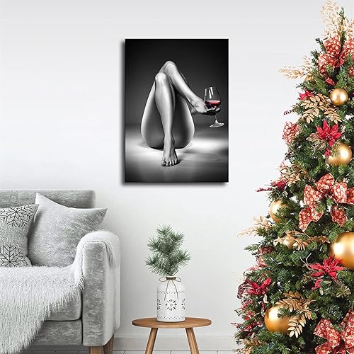 Miniatura 5 de Lienzo decorativo para pared, pintura de copa de vino de mujer, color blanco y negro, fotos de hermosas niñas, pósteres abstractos modernos,