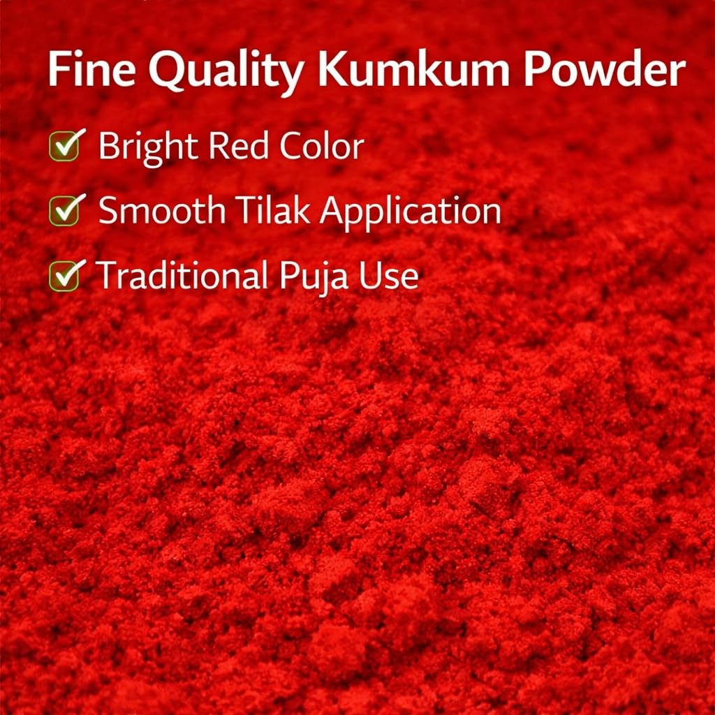 Kumkum Sindoor Roli Powder for Tilak & Puja | Traditional Red Hindu Prayer Powder | Pooja Samagri for Festivals, Temple Worship & Religious Rituals | 10 Gram