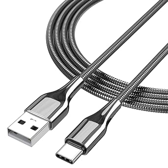 Pet Proof USB C to USB A Charger Cable 6.6FT, Metal Braided Durable Type C Fast Charging Cord for iPhone 17/16/15, Galaxy, Pixel, MacBook, iPad