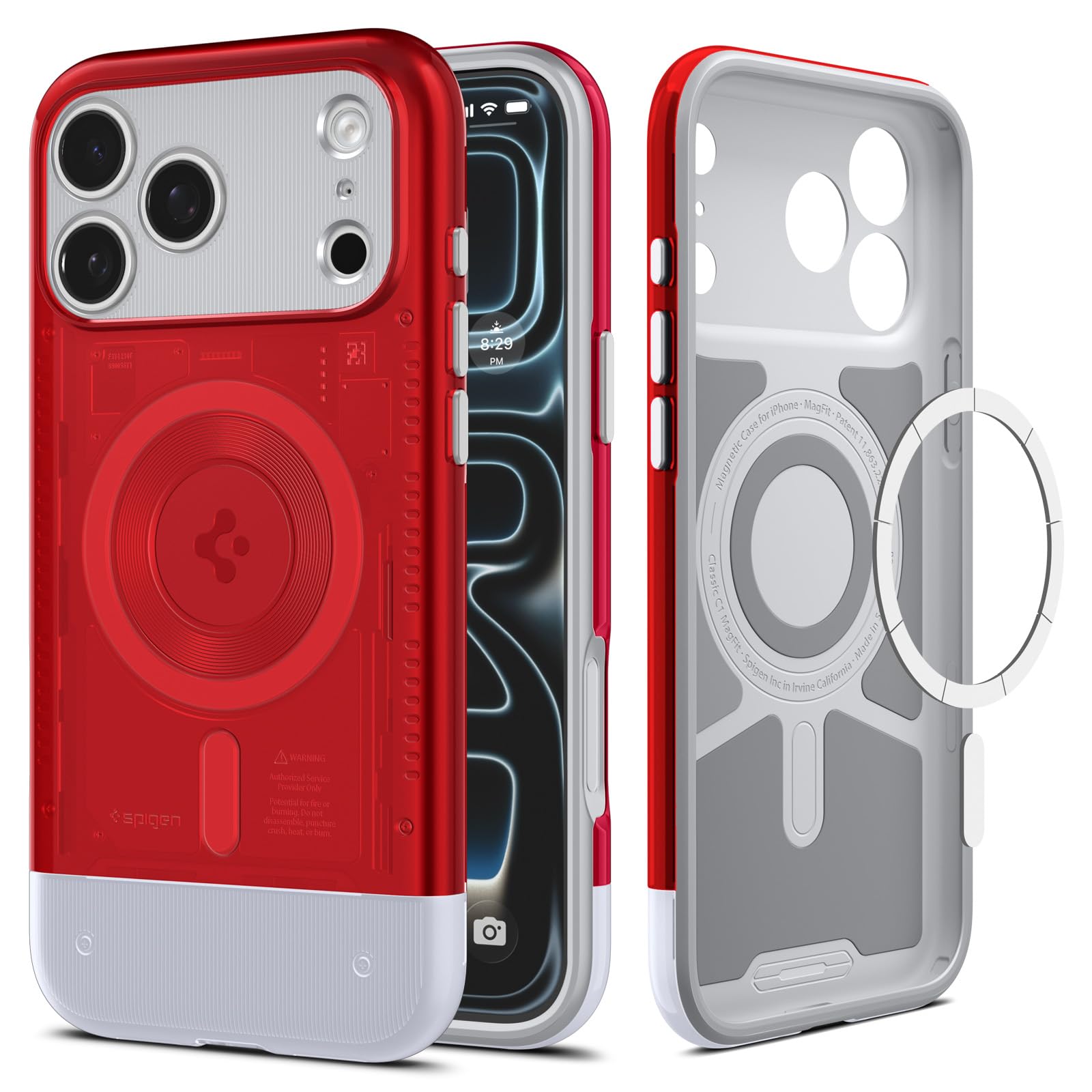 Coque iPhone 17 Pro Max Spigen Classic C1 MagFit rétro rubis rigide MagSafe