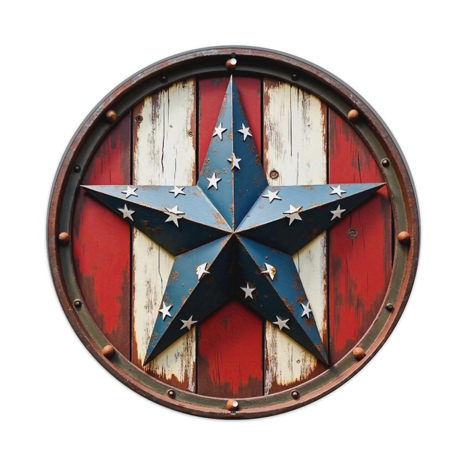American Flag Star Pattern Metal Tin Sign Plaque