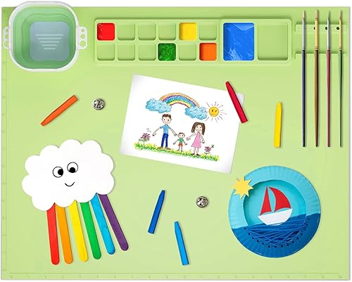 Tapete de silicona para manualidades tapete de pintura de silicona 20 x 16 pulgadas tapete de silicona con taza tapete de arte de silicona con taza