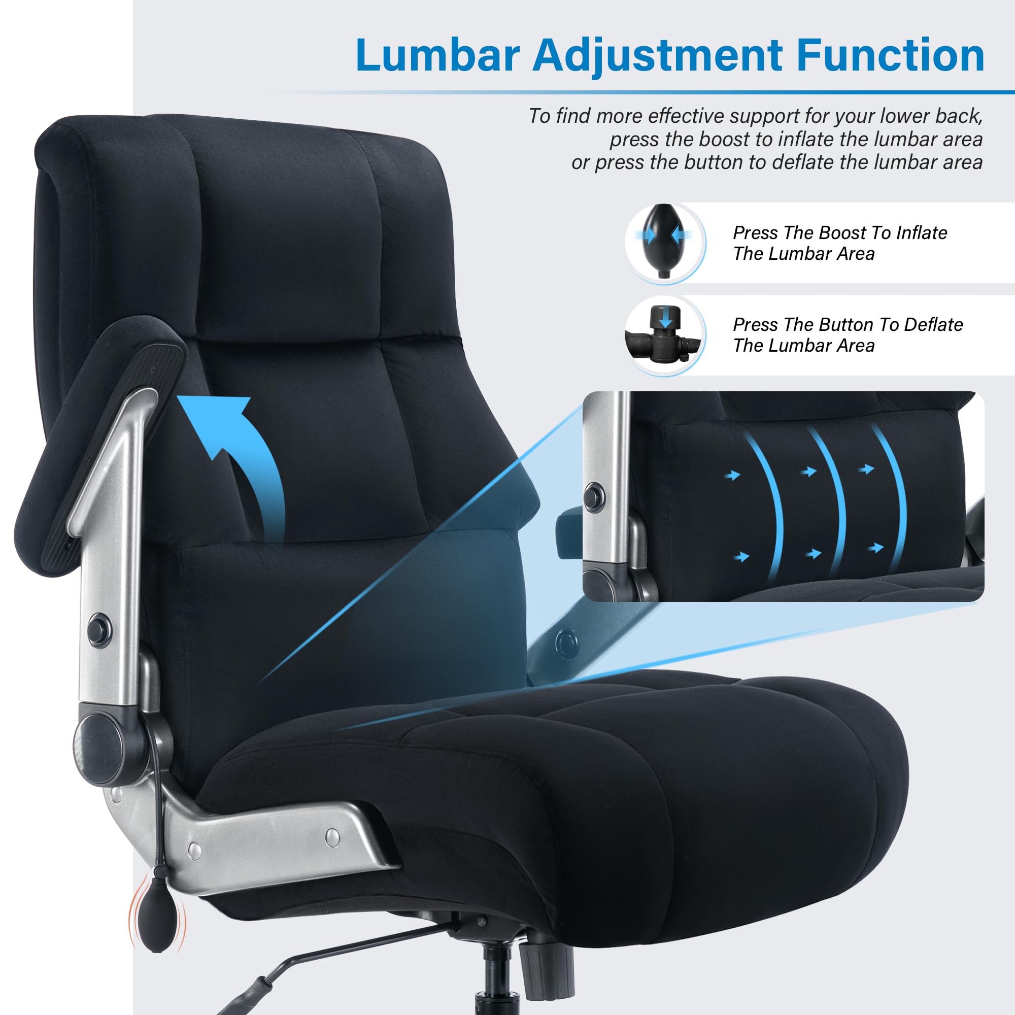 Sedia Ufficio Ergonomica Big And Tall – Supporto Lombare, Base In Metallo, Portata 181 Kg