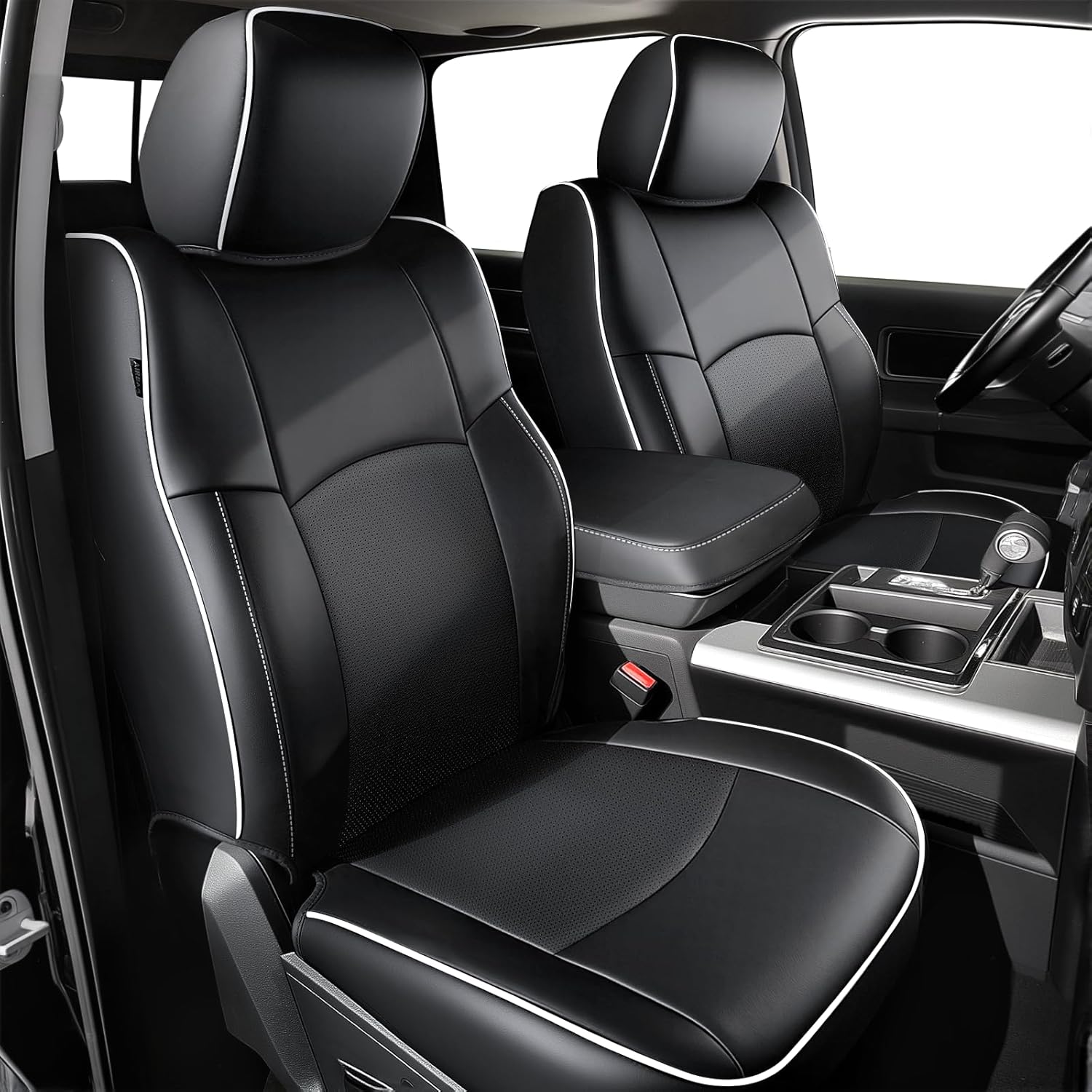 Premium Faux Leather Seat Covers Custom Fit for Dodge RAM 1500 (2012-2019 Lone Star) & RAM 1500 Classic (2019 Laramie) Crew Cab - Fully Covered - (D1 Size, Confirm with Fitment Guide Before Order)