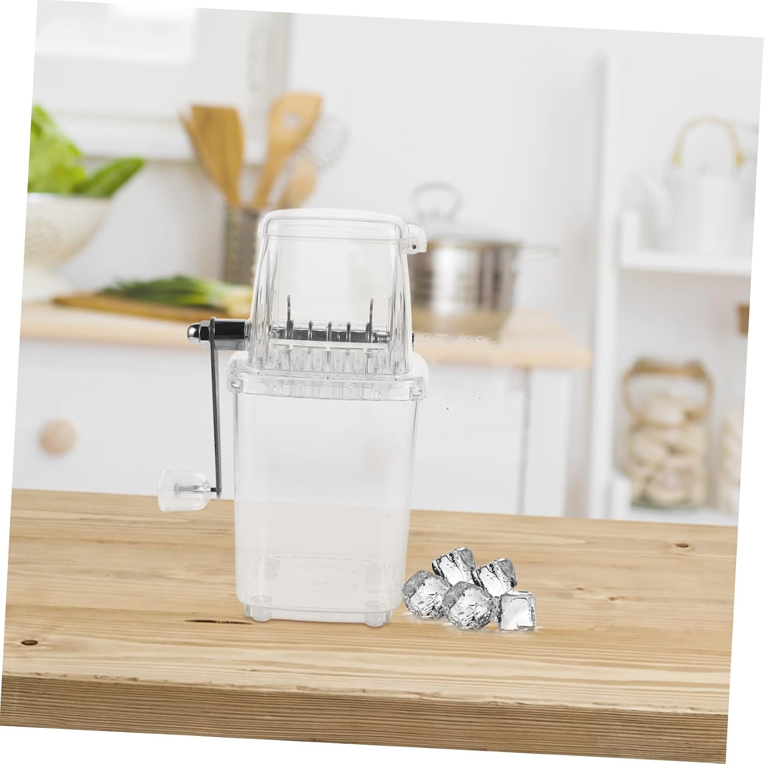 Manual Ice Crusher Machine for Home Use Compact Hand Crank Ice Shaver Plastic for Slushies and Cocktails Easy to Clean