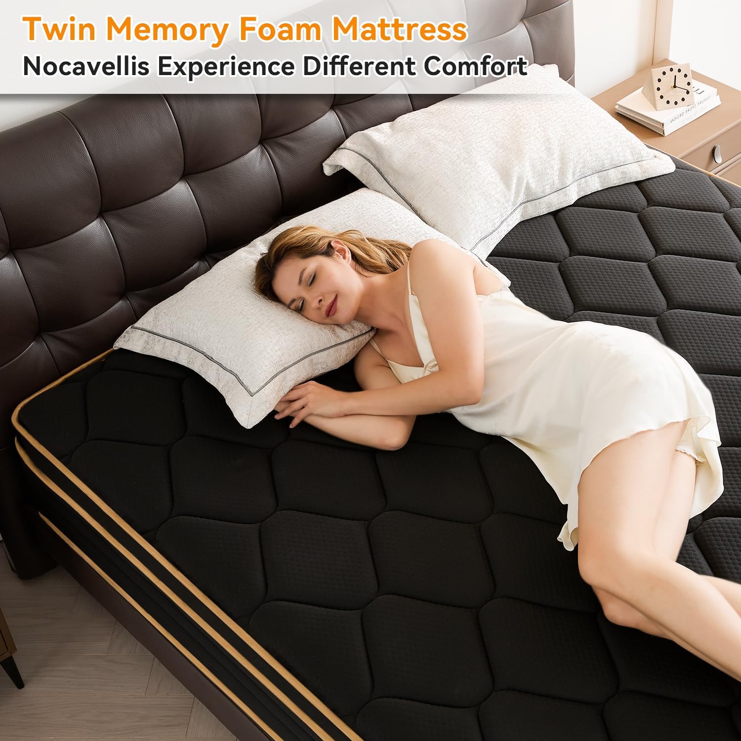 Twin Mattress 10 Inch Twin Size Mattresses in a Box Spring Hybrid Twin Bed Memory Foam Mattress Comfort Breathable Fabric Cooling Gel Pressure Relief, Medium Firm