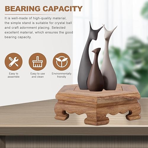 Miniatura 3 de DECHOUS Soporte de exhibición de taburete de madera, soporte hexagonal para plantas de madera, pequeño soporte rústico para flores, pedestal de