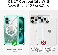 Vista 2 de Hekodonk para iPhone 16 Plus, Funda compatible con Magsafe [Protector de pantalla de vidrio templado incorporado y protección para lente de cámara]