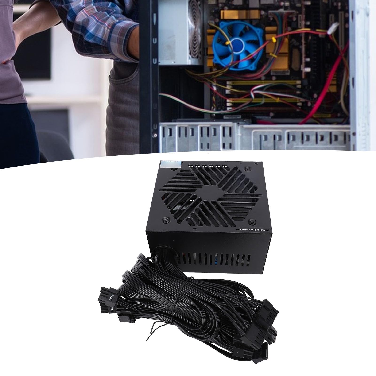 Asixxsix Zasilacz 600 W ATX PSU 80+ Brązowy Certyfikat z pojedynczą szyną 12 V Inteligentne Zarządzanie temperaturą z Cichym Wentylatorem 120 Mm do Komputerów do Gier Wysokowydajne