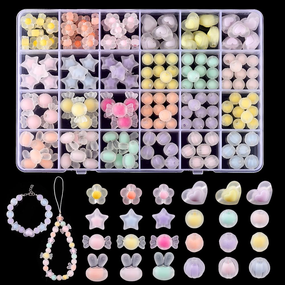 Amazon.co.jp: PH PandaHall 24種類 ビーズ カラフル 168個 つや消し