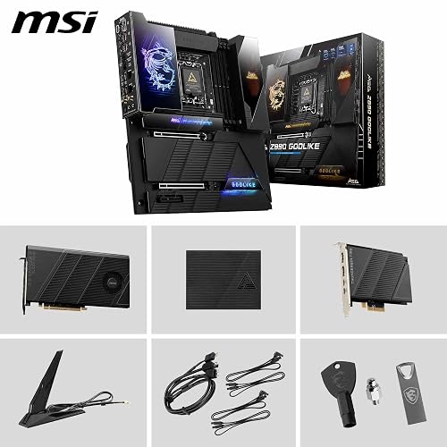 MSI MEG Z890 GODLIKE, E-ATX - Supports Intel Core Ultra Processors (Series 2), LGA 1851 - Dynamic Dashboard III, EZ Slide M.2, DDR5 (9200+ MT/s OC), M.2 & PCIe 5.0, Thunderbolt 5, Wi-Fi 7, 10G LAN - 7