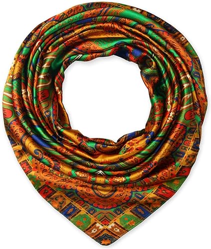 corciova Bufanda cuadrada grande para el pelo de 35 x 35 pulgadas para mujeres negras, diadema de seda rizada, corbata para dormir por la noche,