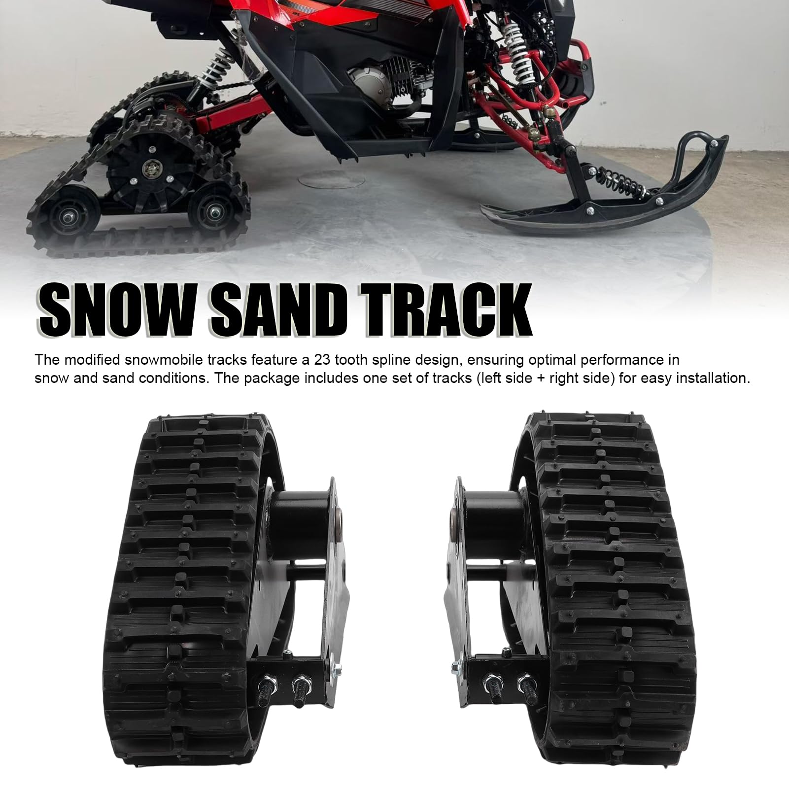 Yosoo Health Gear Pista de para Nieve Rueda Trasera Pistas ATV 23T Spline Juego Completo Izquierdo Derecho Montaje Trasero de Material Premium para UTV ATV Go Kart Buggy Quad en Terreno de Nevada