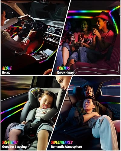 Miniatura 6 de Keiurot Dreamcolor - Luces interiores de acrílico para interiores de automóvil, 6 en 1, luz ambiental LED inteligente con control de aplicación,