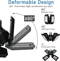 Vista 3 de LED Garage Light,150W Deformable Garage Ceiling Lights,15000LM, 4 Adjustable Panels, E26/E27 Shop Lights for Basement, Barn, Workshop,High Bay Light