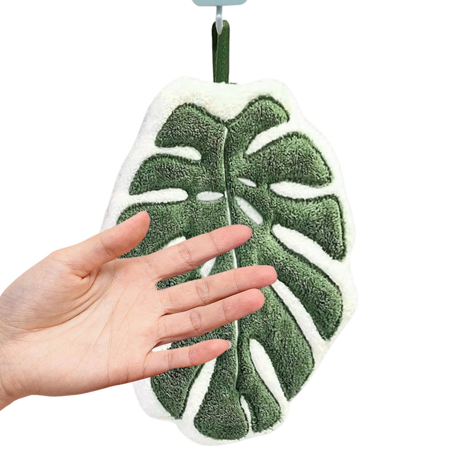 Leaf-shaped coral fleece bathroom hand towel, super absorbent towel