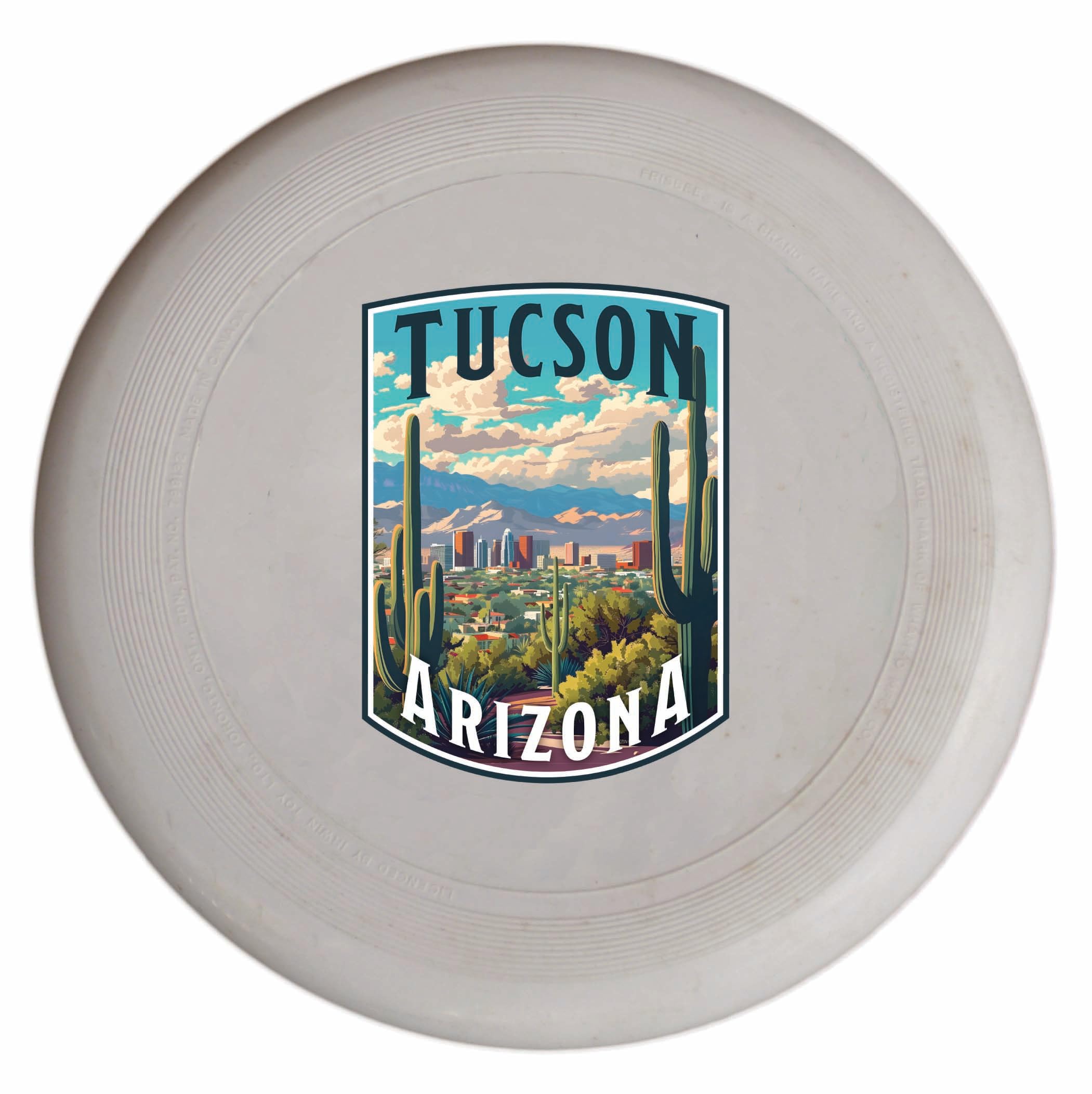 Tucson Arizona Cactus and Cityscape Design Souvenir Frisbee Flying Disc 2-Pack