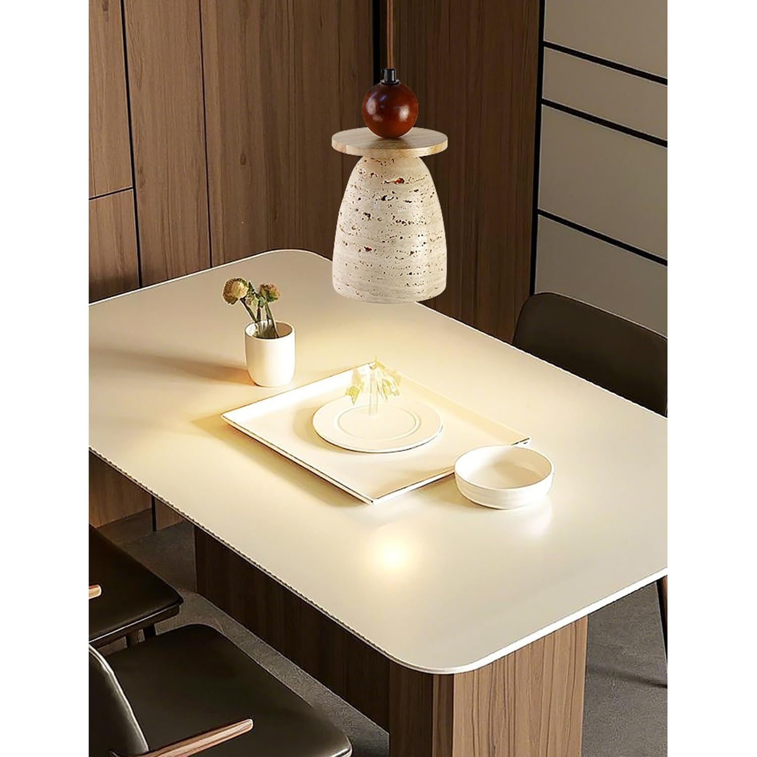 Lampada a sospensione in travertino giallo Lampadario a da 8,6 pollici in pietra di porosa naturale Decorazioni for la casa Illuminazione Decorazione
